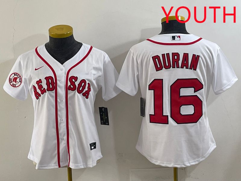 Youth 2025 Boston Red Sox 16 Duran White Game Nike MLB Jersey style 5